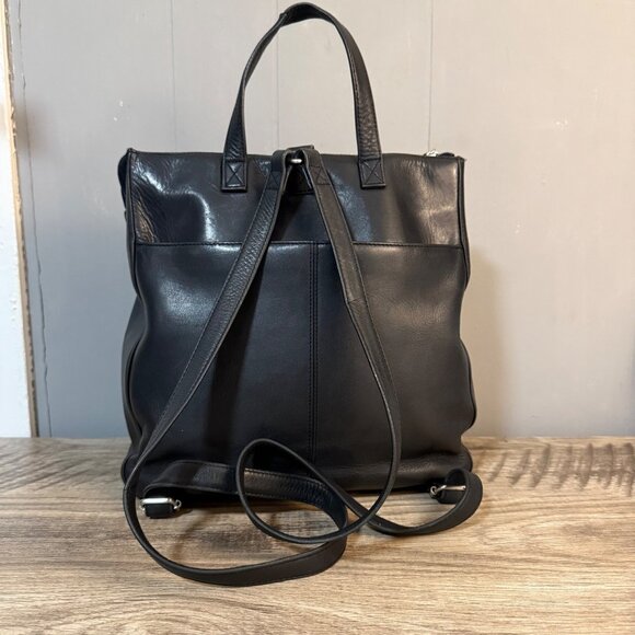 HOBO International Black Polished Leather Small Backpack 90s Y2K - Picture 3 of 10